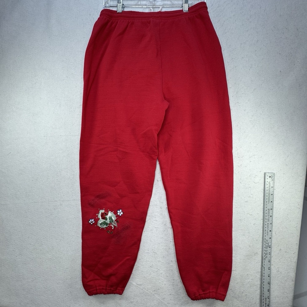 Vintage Y2K Lee Jogger Sweatpants Size Large Red Puffy Paint Art Made In USA - Picture 12 of 12